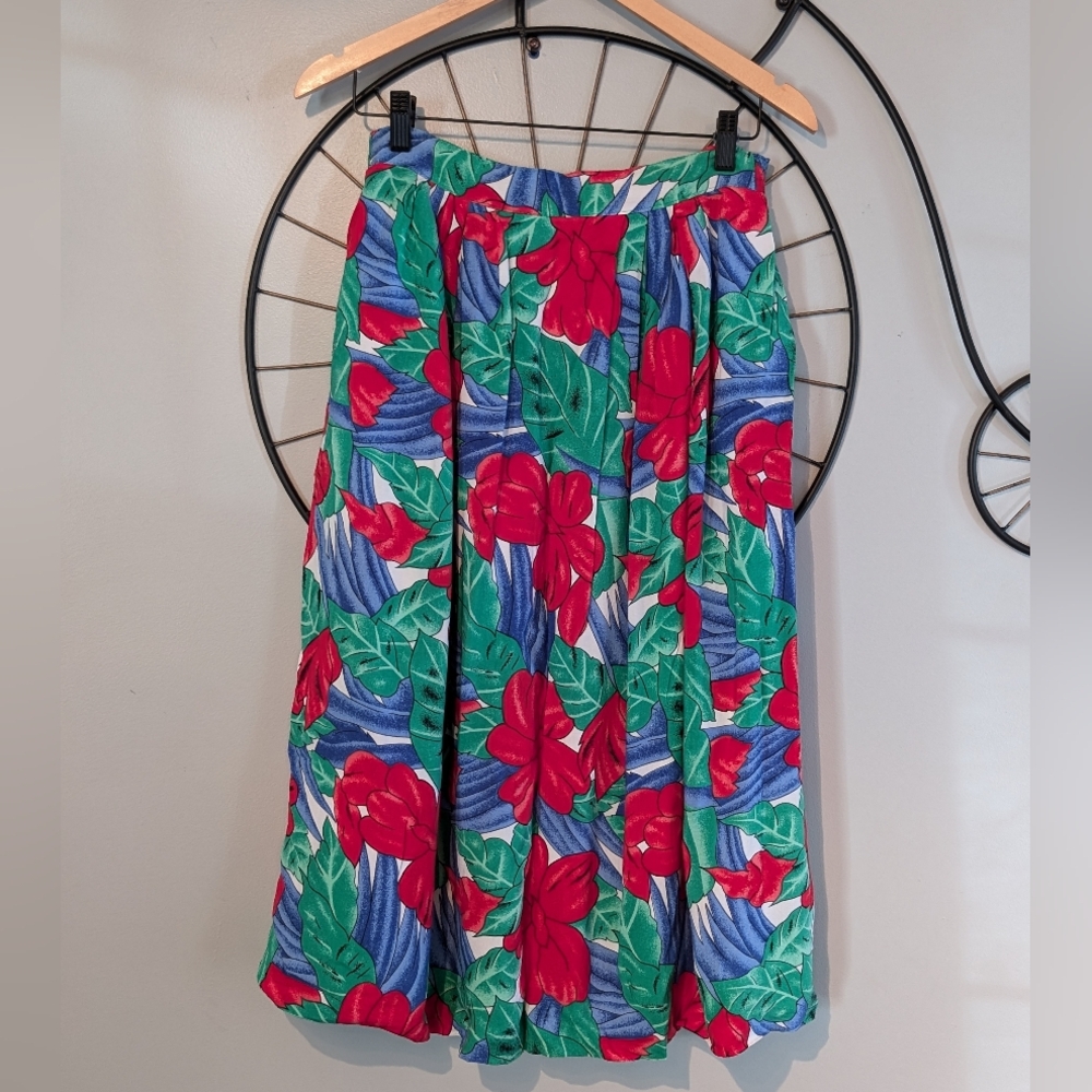 Vintage Union Made Tropical Midi Skirt Size M